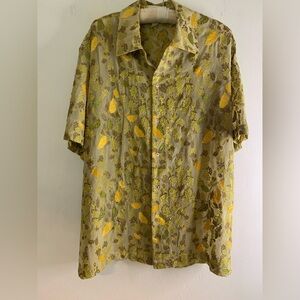 Sefr Noam Embroidered Top Sz L Unisex Adults Button Collar Sheer Shirt